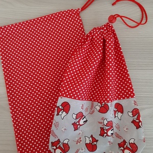 Bármitartó zsákocska szett - rókás, piros pötyis, Táska & Tok, Bevásárlás & Shopper táska, Shopper, textiltáska, szatyor, Varrás, MESKA