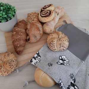 Bármitartó zsákocska szett - bulldogos, szürke színvilágban, Táska & Tok, Bevásárlás & Shopper táska, Shopper, textiltáska, szatyor, Varrás, MESKA