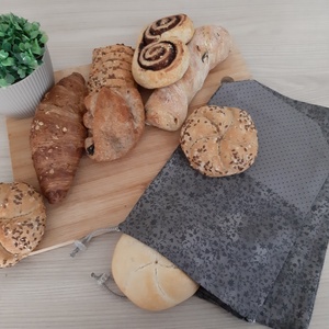 Bármitartó zsákocska szett - virágos, szürke színvilágban - táska & tok - bevásárlás & shopper táska - shopper, textiltáska, szatyor - Meska.hu