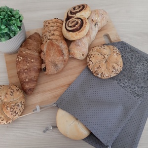 Bármitartó zsákocska szett - virágos, szürke színvilágban - táska & tok - bevásárlás & shopper táska - shopper, textiltáska, szatyor - Meska.hu