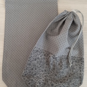 Bármitartó zsákocska szett - virágos, szürke színvilágban, Táska & Tok, Bevásárlás & Shopper táska, Shopper, textiltáska, szatyor, Varrás, MESKA