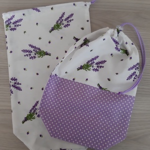 Bármitartó zsákocska szett - levendulás, pöttyös, lila színvilágban - táska & tok - bevásárlás & shopper táska - shopper, textiltáska, szatyor - Meska.hu