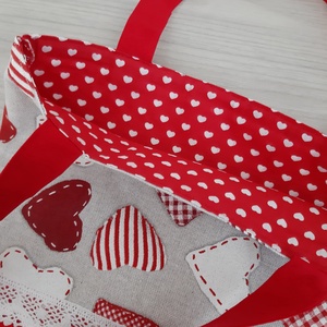 Shopper és cipzáras nesszeszer szett - piros, szívecske mánia - táska & tok - bevásárlás & shopper táska - shopper, textiltáska, szatyor - Meska.hu