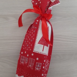 Boros, italos ajándékzsák - piros alapon kari mintás - otthon & életmód - konyhafelszerelés, tálalás - tálalás - bortartó - Meska.hu