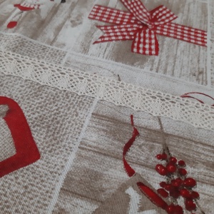 Ünnepi kötény hölgyeknek - xmas, natúr és piros színvilágban - otthon & életmód - konyhafelszerelés, tálalás - konyhai textil - kötény - Meska.hu