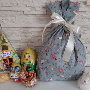 Húsvéti zsákocska ajándékozáshoz - pasztellkék, nyuszkós - otthon & életmód - papír, írószer - ajándékozás kellékei - ajándékzsák, csomagolás - Meska.hu