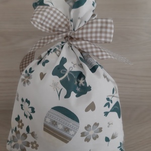 Húsvéti zsákocska ajándékozáshoz - fehér, kék és barna mintával - otthon & életmód - papír, írószer - Meska.hu