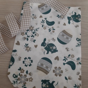 Húsvéti zsákocska ajándékozáshoz - fehér, kék és barna mintával - otthon & életmód - papír, írószer - Meska.hu