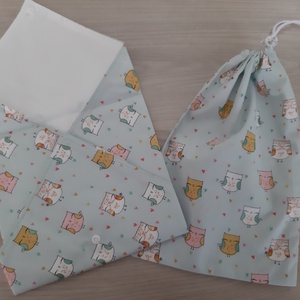 Prémium tízórais szett (2 db-os) gyerekeknek - menta, baglyos, csajos színvilágban - otthon & életmód - konyhafelszerelés, tálalás - konyhai textil - szalvéta - Meska.hu