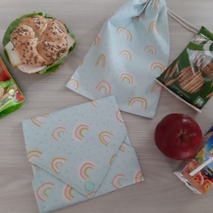 Prémium tízórais szett (2 db-os) gyerekeknek - szivárványos, csajos színvilágban - otthon & életmód - konyhafelszerelés, tálalás - konyhai textil - szalvéta - Meska.hu