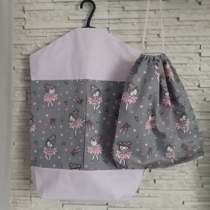 Ovis vagy bölcsis zsák és tornazsák szett csajoknak - balerina, halványrózsaszín pöttyökkel - játék & sport - ovis felszerelés - ovis szett - Meska.hu