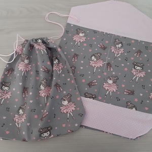 Ovis vagy bölcsis zsák és tornazsák szett csajoknak - balerina, halványrózsaszín pöttyökkel - játék & sport - ovis felszerelés - ovis szett - Meska.hu