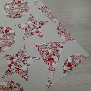 Ünnepi asztalközép, terítő - natúr alapon karácsonyi minta, Otthon & Életmód, Konyhafelszerelés, tálalás, Tálalás, Terítő, Varrás, MESKA