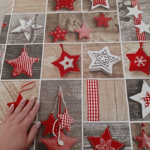 Ünnepi asztalközép, terítő - csillagok, rusztikus alapon - otthon & életmód - konyhafelszerelés, tálalás - tálalás - terítő - Meska.hu