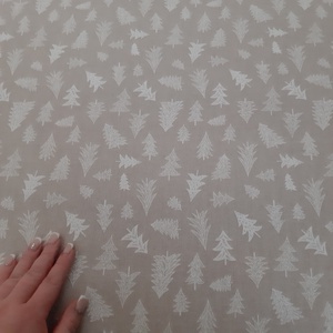 Ünnepi asztalközép, terítő - fehér fenyőerdő, natúr alapon - otthon & életmód - konyhafelszerelés, tálalás - tálalás - terítő - Meska.hu