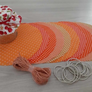 Befőttes tető szett - 10 db-os, sárga színvariációk, pötyis (barack) - otthon & életmód - konyhafelszerelés, tálalás - konyhai textil - edényfogó & edényfedő - Meska.hu