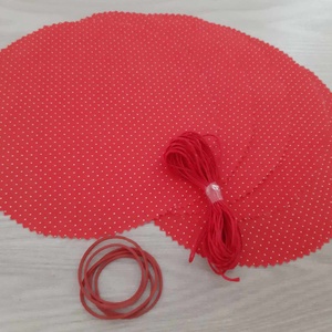 Befőttes tető szett - 5 db-os, piros alapon tűpöttyös (eper) - otthon & életmód - konyhafelszerelés, tálalás - konyhai textil - edényfogó & edényfedő - Meska.hu