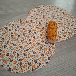 Befőttes tető szett - 10 db-os, narancs virágos - otthon & életmód - konyhafelszerelés, tálalás - konyhai textil - edényfogó & edényfedő - Meska.hu