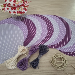 Befőttes tető szett - 12 db-os, lila pötyis árnyalatok (szilva, meggy, vegyi gyümi) - otthon & életmód - konyhafelszerelés, tálalás - konyhai textil - edényfogó & edényfedő - Meska.hu