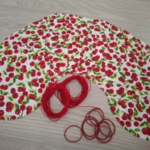 Befőttes tető szett - 10 db-os, meggyes mintás (meggy, cseresznye) - otthon & életmód - konyhafelszerelés, tálalás - konyhai textil - edényfogó & edényfedő - Meska.hu