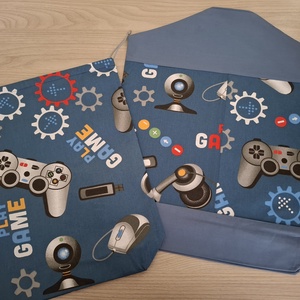 Ovis vagy bölcsis zsák és tornazsák szett kispasiknak - gamer, kék színvilágban - játék & sport - ovis felszerelés - ovis szett (zsák és tornazsák) - Meska.hu