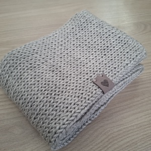 Kötött csősál puha fonalból - halványszürke - ruha & divat - sál, sapka, kendő - sál - Meska.hu