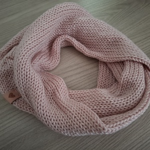Kötött csősál puha fonalból - pasztell rózsaszín, Ruha & Divat, Sál, Sapka, Kendő, Sál, Kötés, MESKA