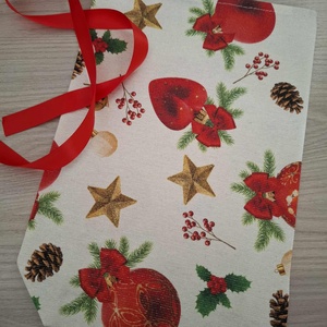 Mikulás zsák - csillogós, ünnepi mintával - karácsony - mikulás - mikulás zsák - Meska.hu