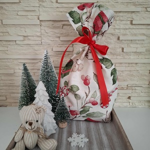 Mikulás zsák - csillogós, téli hangulatú mintával, Karácsony, Mikulás, Mikulás zsák, Varrás, MESKA