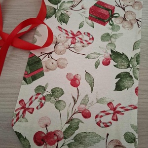 Mikulás zsák - csillogós, téli hangulatú mintával - karácsony - mikulás - mikulás zsák - Meska.hu