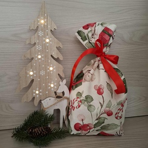 Mikulás zsák - csillogós, téli hangulatú mintával - karácsony - mikulás - mikulás zsák - Meska.hu