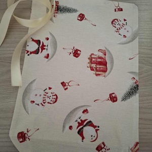 Mikulás zsák - csillogós, hóember és mikulás bácsi mintával - karácsony - mikulás - mikulás zsák - Meska.hu