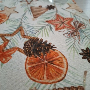 Mikulás zsák - csillogós, fenyős-narancsos mintával - karácsony - mikulás - mikulás zsák - Meska.hu