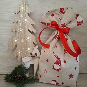 Ajándék zsák - manós, csillagos - karácsony - mikulás - mikulás zsák - Meska.hu
