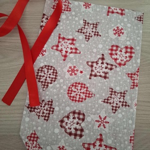 Mikulás zsák - hóesés, karácsonyi díszekkel - karácsony - mikulás - mikulás zsák - Meska.hu