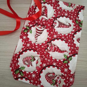 Mikulás zsák - manós, piros színvilágban - karácsony - mikulás - mikulás zsák - Meska.hu