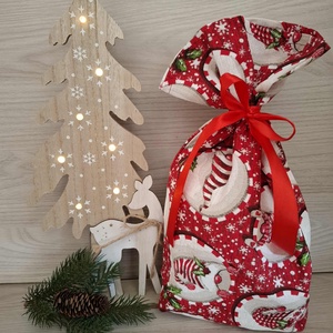 Mikulás zsák - manós, piros színvilágban - karácsony - mikulás - mikulás zsák - Meska.hu