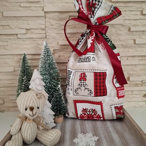 Mikulás zsák - bélyeges, téli hangulatban, Karácsony, Mikulás, Mikulás zsák, Varrás, MESKA