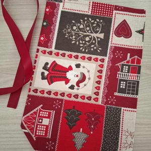 Mikulás zsák - mikukás téli tájjal, piros-bordó színvilágban - karácsony - mikulás - mikulás zsák - Meska.hu