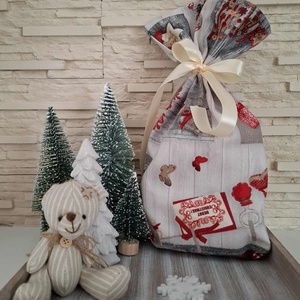 Mikulás zsák - rusztikus ünnepi minta, Karácsony, Mikulás, Mikulás zsák, Varrás, MESKA