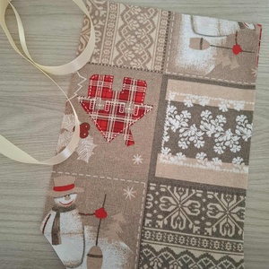 Mikulás zsák - hóember, melegbarna színvilágban - karácsony - mikulás - mikulás zsák - Meska.hu