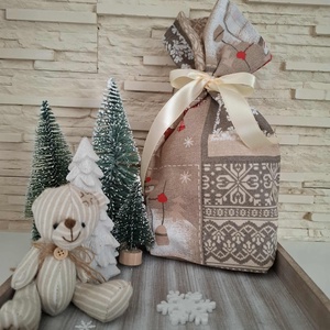 Mikulás zsák - hóember, melegbarna színvilágban - Meska.hu