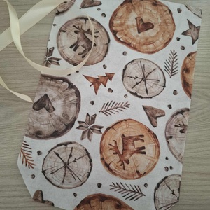 Mikulás zsák - téli minta, natúr színvilágban - karácsony - mikulás - mikulás zsák - Meska.hu