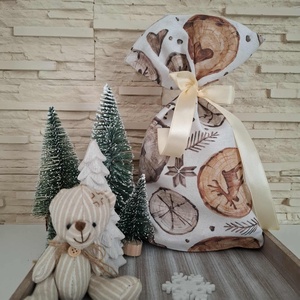 Mikulás zsák - téli minta, natúr színvilágban - Meska.hu