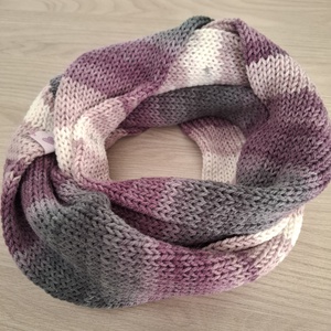 Kötött csősál batikolt fonalból - varázslat (lilás és szürkés árnyalatok) - Meska.hu