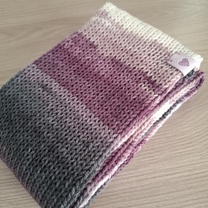 Kötött csősál batikolt fonalból - varázslat (lilás és szürkés árnyalatok) - ruha & divat - sál, sapka, kendő - sál - Meska.hu