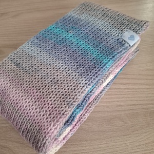 Kötött csősál batikolt fonalból - jégkirálynő (lilás és kékes árnyalatok) - ruha & divat - sál, sapka, kendő - sál - Meska.hu