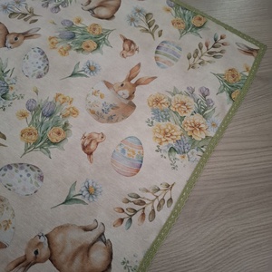 Húsvéti asztalközép nyuszkós, pasztelles színvilágban - otthon & életmód - lakástextil - abrosz, terítő - étkezőabrosz - Meska.hu