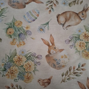 Húsvéti asztalközép nyuszkós, pasztelles színvilágban - otthon & életmód - lakástextil - abrosz, terítő - étkezőabrosz - Meska.hu