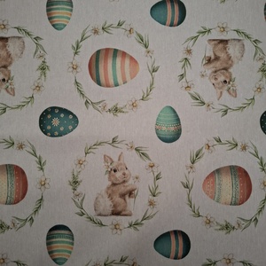 Húsvéti asztalközép nyuszkós, fehér, pasztelles színvilágban - otthon & életmód - lakástextil - abrosz, terítő - étkezőabrosz - Meska.hu